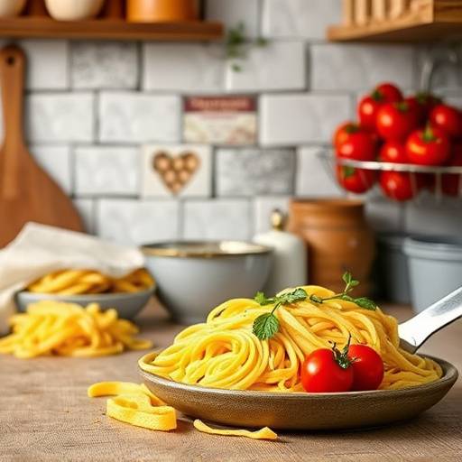 Foto della cucina di Sapori d'Italia con pasta fresca fatta in casa e pomodori San Marzano