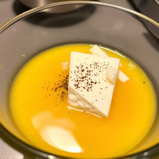 Tuorli d'uovo freschi mescolati con pecorino romano grattugiato e pepe nero in una ciotola.